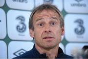 17 November 2014; USA head coach Jurgen Klinsmann speaks to the media at a press conference ahead of Tuesday's friendly match against the Republic of Ireland. USA Press Conference, Aviva Stadium, Lansdowne Road, Dublin. Picture credit: Pat Murphy / SPORTSFILE