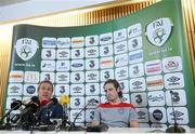 17 November 2014; USA head coach Jurgen Klinsmann and Mix Diskerud, right, at a press conference ahead of Tuesday's friendly match against the Republic of Ireland. USA Press Conference, Aviva Stadium, Lansdowne Road, Dublin. Picture credit: Pat Murphy / SPORTSFILE