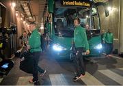 16 November 2014; Ireland's Dave Kilcoyne, left, and Dave Foley arrive ahead of the game. Guinness Series, Ireland v Georgia, Aviva Stadium, Lansdowne Road, Dublin. Picture credit: Brendan Moran / SPORTSFILE
