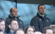 16 November 2014; Ireland players Rory Best, left, and Tommy Bowe, look on before the game. Guinness Series, Ireland v Georgia, Aviva Stadium, Lansdowne Road, Dublin. Picture credit: Brendan Moran / SPORTSFILE