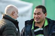18 November 2014; Connacht head coach Pat Lam, right, speaking to Ireland team manager Michael Kearney during squad training ahead of their side's Guinness Series match against Australia on Saturday. Ireland Rugby Squad Training, Carton House, Maynooth, Co. Kildare. Picture credit: Barry Cregg / SPORTSFILE