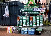 18 November 2014; Hats, scarves and merchandise for sale on a hawkers stall outside the ground ahead of the game. International Friendly, Republic of Ireland v USA, Aviva Stadium, Lansdowne Road, Dublin. Picture credit: David Maher / SPORTSFILE