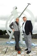 2 July 2007; Ryder Cup hero and European Team Vice-Captain for 2008, Paul McGinley, with Tipperary hurling manager Michael 'Babs' Keating at the unveiling of the newly commissioned sculpture known as ‘The Swing’. The Sculpture was commissioned by Oliver Barry, owner of Hollystown Golf Club in conjunction with Fingal County Council to mark the development of the Hollystown Area over the past 10 years and to celebrate the 15th Birthday of Hollystown Golf Club on July 4th. Hollystown Golf Roundabout, Blanchardstown, Dublin. Picture credit: David Maher / SPORTSFILE