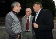 2 July 2007; Ryder Cup hero and European Team Vice-Captain for 2008, Paul McGinley, with Tipperary hurling manager Michael Babs Keating, right, and Oliver Barry, centre, at the unveiling of the newly commissioned sculpture known as The Swing. The Sculpture was commissioned by Oliver Barry, owner of Hollystown Golf Club in conjunction with Fingal County Council to mark the development of the Hollystown Area over the past 10 years and to celebrate the 15th Birthday of Hollystown Golf Club on July 4th. Hollystown Golf Roundabout, Blanchardstown, Dublin. Picture credit: David Maher / SPORTSFILE