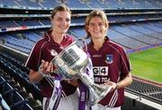 2 July 2007; Galway captain Annette Clarke, left, and Aoibheann Daly at the 2007 launch of the TG4 All-Ireland Ladies Football Championship. Croke Park, Dublin. Photo by Sportsfile