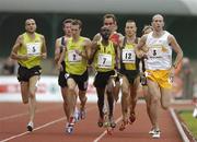 30 June 2007; Liam Reale, 3, Ireland, leads from right, David Campbell, 12, Ireland, Laban Rotich, 7, Kenya, Garreth Hyett, 2, New Zealand, and James Nolan, 5, Ireland, during the Men's 1500m at the Cork City Sports. UCC Sports Complex, Mardyke Arena, Cork. Picture credit; Brendan Moran / SPORTSFILE
