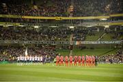 18 November 2014; A general view of the minute silence before the game. International Friendly, Republic of Ireland v USA, Aviva Stadium, Lansdowne Road, Dublin. Picture credit: Pat Murphy / SPORTSFILE