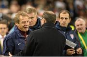 18 November 2014; Republic of Ireland manager Martin O'Neill shakes hands with USA head coach Jurgen Klinsmann, left, after the game. International Friendly, Republic of Ireland v USA, Aviva Stadium, Lansdowne Road, Dublin. Picture credit: David Maher / SPORTSFILE