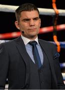 15 November 2014; Former WBA Super Bantamweight World Champion Bernard Dunne in attendance, in his role as Sky Sports TV pundit. Return of The Mack, 3Arena, Dublin. Picture credit: Ramsey Cardy / SPORTSFILE