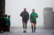 20 November 2014; Ireland's Simon Zebo, left, and Gordon D'Arcy, right, during squad training ahead of their side's Guinness Series match against Australia on Saturday. Ireland Rugby Squad Training, Carton House, Maynooth, Co. Kildare. Picture credit: Stephen McCarthy / SPORTSFILE