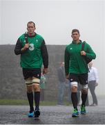20 November 2014; Ireland's Devin Toner, left, and Robbie Diack during squad training ahead of their side's Guinness Series match against Australia on Saturday. Ireland Rugby Squad Training, Carton House, Maynooth, Co. Kildare. Picture credit: Stephen McCarthy / SPORTSFILE