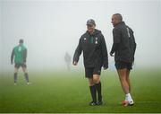 20 November 2014; Ireland's head coach Joe Schmidt and Simon Zebo, right, during squad training ahead of their side's Guinness Series match against Australia on Saturday. Ireland Rugby Squad Training, Carton House, Maynooth, Co. Kildare. Picture credit: Stephen McCarthy / SPORTSFILE