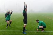 20 November 2014; Ireland's Rhys Ruddock, centre, with Rory Best, left, and Jonathan Sexton, right, during squad training ahead of their side's Guinness Series match against Australia on Saturday. Ireland Rugby Squad Training, Carton House, Maynooth, Co. Kildare. Picture credit: Stephen McCarthy / SPORTSFILE