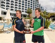 21 November 2014; The Australian captain, Joel Selwood, and the Ireland captain, Michael Murphy, with the Cormac McAnallen Cup after a press conference ahead of their International Rules Series game against Australia on Saturday. Ireland International Rules Squad Training, Paterson's Stadium, Perth, Australia. Picture credit: Ray McManus / SPORTSFILE