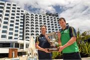 21 November 2014; The Australian captain, Joel Selwood, and the Ireland captain, Michael Murphy, with the Cormac McAnallen Cup after a press conference ahead of their International Rules Series game against Australia on Saturday. Ireland International Rules Squad Training, Paterson's Stadium, Perth, Australia. Picture credit: Ray McManus / SPORTSFILE