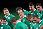 21 November 2014; Ireland's Devin Toner with his team-mates during the team photograph before squad training ahead of their side's Guinness Series match against Australia on Saturday. Ireland Rugby Squad Training, Aviva Stadium, Lansdowne Road, Dublin. Picture credit: Matt Browne / SPORTSFILE
