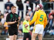 7 July 2007; Mchael McCambridge, Antrim, appeals to referee Fergus Smith. Guinness All-Ireland Senior Hurling Championship Qualifier, Group 1A, Round 2, Antrim v Laois, Casement Park, Belfast, Co. Antrim. Picture credit: Russell Pritchard / SPORTSFILE