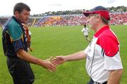 7 July 2007; Offaly manager John McIntyre, left, and Cork manager Gerald McCarthy shake hands at the end of the game. Guinness All-Ireland Senior Hurling Championship Qualifier, Group 1B, Round 2, Cork v Offaly, Pairc Ui Chaoimh, Cork. Photo by Sportsfile