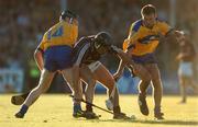 7 July 2007; Shane Kavanagh, Galway, in action against Niall Gilligan, left, and Declan O'Rourke, Clare. Guinness All-Ireland Senior Hurling Championship Qualifier, Group 1A, Round 2, Clare v Galway, Cusack Park, Ennis, Co. Clare. Picture credit: Brendan Moran / SPORTSFILE