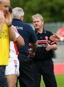 8 July 2007; Derry manager Paddy Crozier shakes hands with Armagh manager Joe Kernan after the end of the game. Bank of Ireland All-Ireland Senior Football Championship Qualifier, Round 1, Armagh v Derry, St Tighearnach's Park, Clones, Co. Monaghan. Picture credit: Oliver McVeigh / SPORTSFILE