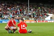 8 July 2007; Killian Murphy, left, and Ryan Clifford, Cork, at the end of the game. ESB Munster Minor Hurling Championship Final, Cork v Tipperary, Semple Stadium, Thurles, Co. Tipperary. Photo by Sportsfile
