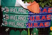 18 November 2014; Hats, scarves and merchandise for sale on a hawkers stall outside the ground ahead of the game. International Friendly, Republic of Ireland v USA, Aviva Stadium, Lansdowne Road, Dublin. Picture Credit: Cody Glenn / SPORTSFILE