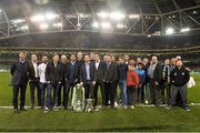 18 November 2014; The Dundalk team, winners of the SSE Airtricity League Premier Division. International Friendly, Republic of Ireland v USA, Aviva Stadium, Lansdowne Road, Dublin. Picture credit: David Maher / SPORTSFILE