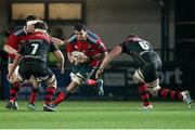 21 November 2014; Paddy Butler, Munster, is tackled by James Thomas, Newport Gwent Dragons. Guinness PRO12, Round 8, Newport Gwent Dragons v Munster, Rodney Parade, Newport, Wales. Picture credit: Steve Pope / SPORTSFILE