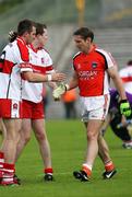 8 July 2007; Kieran McGeeney, Armagh, shakes hands with James Conway, Derry, at the end of the game. Bank of Ireland All-Ireland Senior Football Championship Qualifier, Round 1, Armagh v Derry, St Tighearnach's Park, Clones, Co. Monaghan. Picture credit: Oliver McVeigh / SPORTSFILE