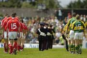 1 July 2007; The Cork and Kerry teams walk in the pre-match parade. Bank of Ireland Munster Senior Football Championship Final, Kerry v Cork, Fitzgerald Stadium, Killarney, Co. Kerry. Picture credit: Brendan Moran / SPORTSFILE
