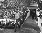 19 September 1982; Offaly manager Eugene McGee makes his way onto the pitch before the start of the game. All-Ireland Senior Football Final, Kerry v Offaly, Croke Park, Dublin. Picture credit: Ray McManus / SPORTSFILE