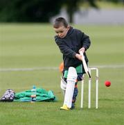 11 July 2007; Four year old Charlie Johnston, son of Ireland captain Trent Johnston, demonstrates his skills. Irish Cricket Union, Quadrangular Series, Ireland v Netherlands, Stormont, Belfast, Co. Antrim. Picture credit: Oliver McVeigh / SPORTSFILE