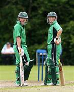 11 July 2007; Ireland's Eoin Morgan and Niall O'Brien take a rest between overs. Irish Cricket Union, Quadrangular Series, Ireland v Netherlands, Stormont, Belfast, Co. Antrim. Picture credit: Oliver McVeigh / SPORTSFILE