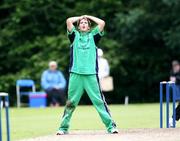 11 July 2007; Gary Kidd, Ireland, reacts to nearly taking a wicket. Irish Cricket Union, Quadrangular Series, Ireland v Netherlands, Stormont, Belfast, Co. Antrim. Picture credit: Oliver McVeigh / SPORTSFILE
