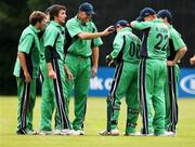 11 July 2007; Ireland captain Trent Johnston happy wiith Niall O'Brien as he takes another wicket. Irish Cricket Union, Quadrangular Series, Ireland v Netherlands, Stormont, Belfast, Co. Antrim. Picture credit: Oliver McVeigh / SPORTSFILE