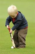 12 July 2007; Two year old Shane Turley, from Glenegeary, Co. Dublin, demonstartes his skills. Irish Cricket Union, Scotland v West Indies, Clontarf, Co. Dublin. Picture credit: Caroline Quinn / SPORTSFILE