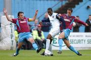 13 July 2007; Darren Mansaram, Bohemians, in action against Stuart Byrne, left, and Graham Gartland, Drogheda United. eircom League of Ireland Premier Division, Drogheda United v Bohemians, United Park, Drogheda, Co. Louth. Photo by Sportsfile