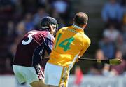 14 July 2007; Ger Mahon, Galway, is struck by Kiean Kelly, Antrim. Kelly was sent off. Guinness All-Ireland Hurling Championship Qualifier, Group 1A, Round 3, Galway v Antrim, Pearse Stadium, Salthill, Galway. Picture credit: Kieran Clancy / SPORTSFILE