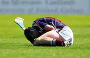 14 July 2007; Ger Mahon, Galway, lies injured after a clash with Kiean Kelly, Antrim. Guinness All-Ireland Hurling Championship Qualifier, Group 1A, Round 3, Galway v Antrim, Pearse Stadium, Salthill, Galway. Picture credit: Kieran Clancy / SPORTSFILE