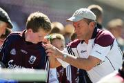 14 July 2007; Galway manager Ger Loughnane signing autographs for fans during the final minutes of the game. Guinness All-Ireland Hurling Championship Qualifier, Group 1A, Round 3, Galway v Antrim, Pearse Stadium, Salthill, Galway. Picture credit: Kieran Clancy / SPORTSFILE