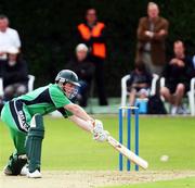 14 July 2007; Eoin Morgan, Ireland, stretches to hit the ball to the boundary. Irish Cricket Union, Quadrangular Series, Ireland v West Indies, Castle Avenue, Clontarf, Dublin. Picture credit: Barry Chambers / SPORTSFILE