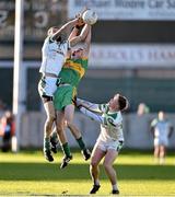 23 November 2014; Ronan Sweeney, left, and Adam Tyrrell, Moorefield, in action against Ciaran Heavey, Rhode. AIB Leinster GAA Football Senior Club Championship Semi-Final, Rhode v Moorefield. O'Connor Park, Tullamore, Co. Offaly. Picture credit: Matt Browne / SPORTSFILE