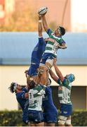 23 November 2014; Tomas Vallejos, Benetton Treviso, wins possession in the line-out against Kevin McLaughlin, Leinster. Guinness PRO12, Round 8, Benetton Treviso v Leinster. Stadio Comunale Di Monigo, Treviso, Italy. Picture credit: Pat Murphy / SPORTSFILE