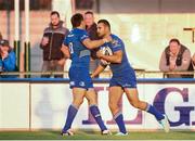 23 November 2014; Leinster's Dave Kearney celebrates with team-mate Jimmy Gopperth, left, after scoring his side's second try against Benetton Treviso. Guinness PRO12, Round 8, Benetton Treviso v Leinster. Stadio Comunale Di Monigo, Treviso, Italy. Picture credit: Pat Murphy / SPORTSFILE