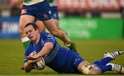 23 November 2014; Leinster's Bryan Byrne goes ver to score his side's third try against Benetton Treviso. Guinness PRO12, Round 8, Benetton Treviso v Leinster. Stadio Comunale Di Monigo, Treviso, Italy. Picture credit: Pat Murphy / SPORTSFILE