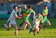 23 November 2014; Stephen Hannon, Rhode, in action against Eddie Heavey, left, and Liam Callaghan, Moorefield. AIB Leinster GAA Football Senior Club Championship Semi-Final, Rhode v Moorefield. O'Connor Park, Tullamore, Co. Offaly. Picture credit: Matt Browne / SPORTSFILE