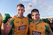 23 November 2014; Ronan Steede, left  and Cathal Silke, Corofin, celebrate at the end of the game. AIB Connacht GAA Football Senior Club Championship Final, Ballintubber v Corofin. Elvery's MacHale Park, Castlebar, Co. Mayo. Picture credit: David Maher / SPORTSFILE