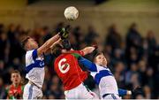 23 November 2014; John Gaffey, Garrycastle, in action against Shane Carthy, left, and Tomas Quinn, right, St Vincent's. AIB Leinster GAA Football Senior Club Championship Semi-Final, St Vincent's v Garrycastle. Parnell Park, Dublin. Picture credit: Stephen McCarthy / SPORTSFILE
