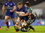 23 November 2014; Tom Denton, Leinster, is tackled by Ludovico Nitoglia and Alberto Lucchese, bottom, Benetton Treviso. Guinness PRO12, Round 8, Benetton Treviso v Leinster. Stadio Comunale Di Monigo, Treviso, Italy. Picture credit: Pat Murphy / SPORTSFILE