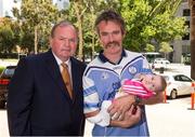 24 November 2014; Pictured at the launch of a new GAA support resource 'Striving and Surviving in Australia Guide’ in Perth were Uachtarán Chumann Lúthchleas Gael Liam Ó Néill, left, with Donncha Lynch from Drumshanbo, Co Leitrim, holding his 11 week old daughter Haizea. Duxton Hotel, Perth, Australia. Picture credit: Ray McManus / SPORTSFILE